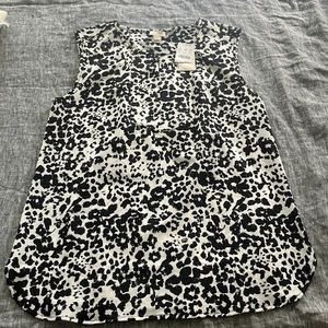 Jcrew white and black sleeveless blouse